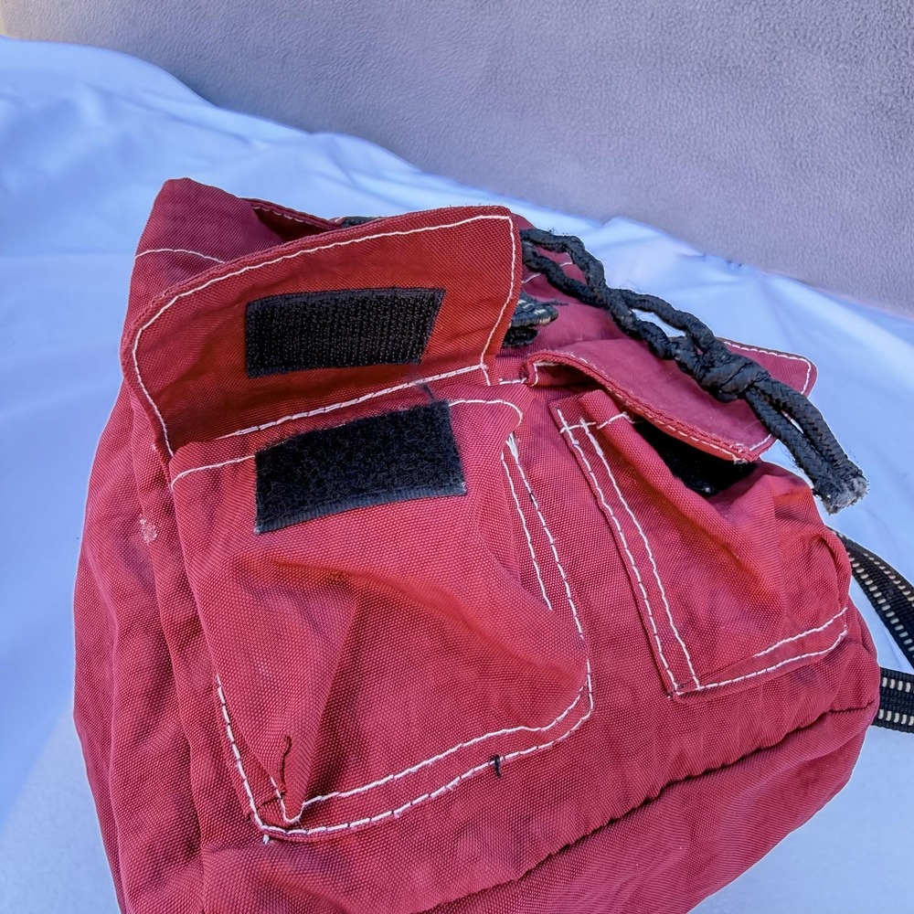 Red Canvas Mini Backpack Women Drawstring Front Pockets Adjustable Straps Travel - Picture 8 of 12